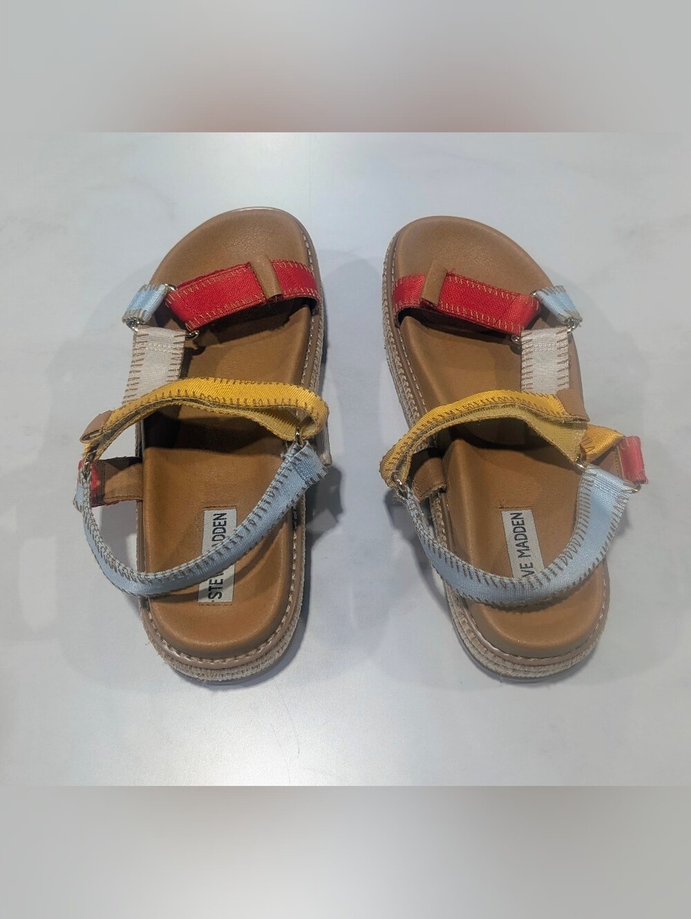 Steve Madden Multicolor Strap Sandals - Yellow, Red, Light Blue